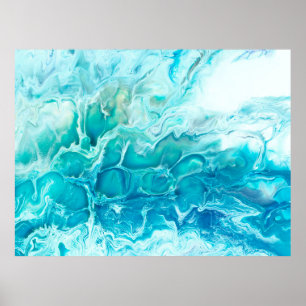 Blauer abstrakter handgemalter Hintergrund, ma Poster