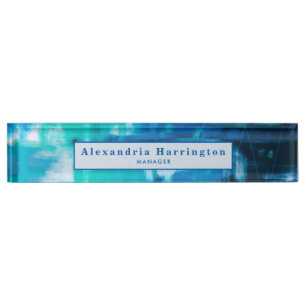 Blauer Abstrakter Individuelle Name Einzigartiges Namensplakette