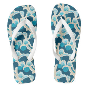 Blauer Abstrakter Ozeanboden   Küstenmuster Flip Flops