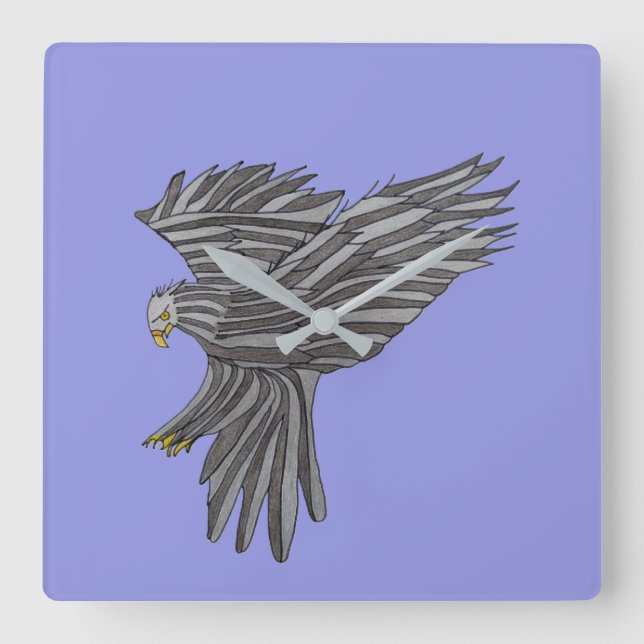 Blauer Adler Quadratische Wanduhr (Vorderseite)