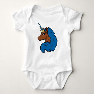 Blauer Afro-Einhorn Baby Strampler