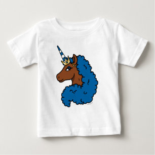 Blauer Afro-Einhorn Baby T-shirt