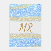 Blauer agate Gold Glitzer funkelnder Monogramm-Nam