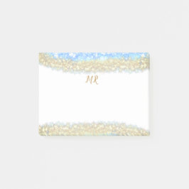 Blauer agate Gold Glitzer funkelnder Monogramm-Nam Post-it Klebezettel