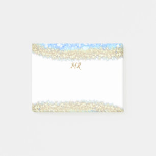 Blauer agate Gold Glitzer funkelnder Monogramm-Nam Post-it Klebezettel