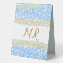 Blauer agate Gold Glitzer funkelnder Monogramm-Nam