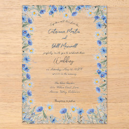 Blauer Akryllische Hochzeitseinladung Acryleinladungen