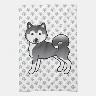 Blauer Alaskan Malamute Süßer Cartoon-Hund Geschirrtuch