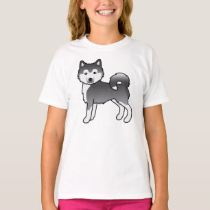 Blauer Alaskan Malamute Süßer Cartoon-Hund T-Shirt