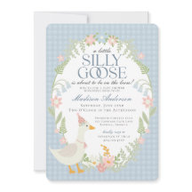 Blauer Albern Gänse Gingham Baby Dusche