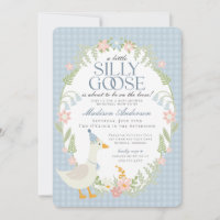 Blauer Albern Gänse Gingham Baby Dusche