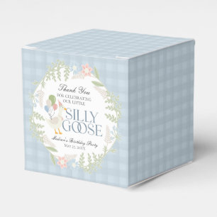 Blauer Alberne Gänse Floral Gingham Birthday Geschenkschachtel