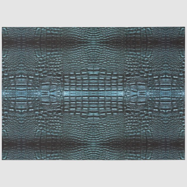 Blauer Alligator Leather Textur Muster Seidenpapier (Vorderseite)