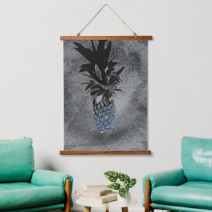 Blauer Ananas Asphalt Textur Industrie Wandteppich Mit Holzrahmen