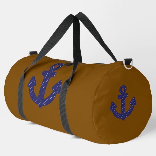 Blauer Anchor Brown Duffle Bag (Linke Ecke)