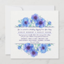 Blauer Anemon glücklich immer nach der Hochzeitsfe Einladung