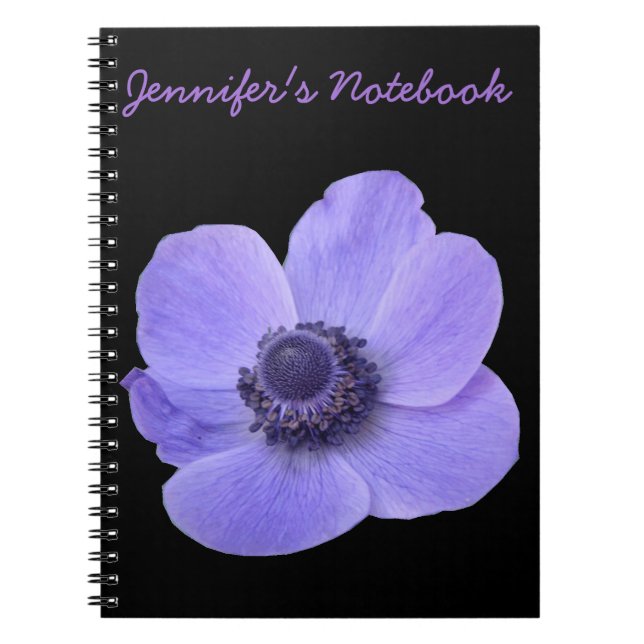 Blauer Anemon individualisierbares Notebook Notizblock (Vorderseite)