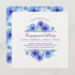 Blauer Anemon Verlobung Einladung