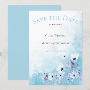 Blauer Anemone Garden Save the Date Einladung