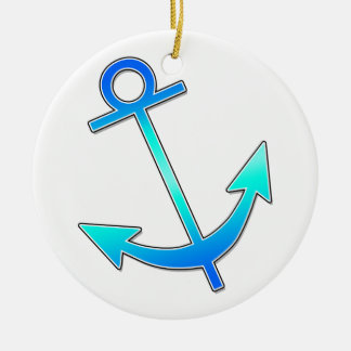 Blauer Anker Keramik Ornament