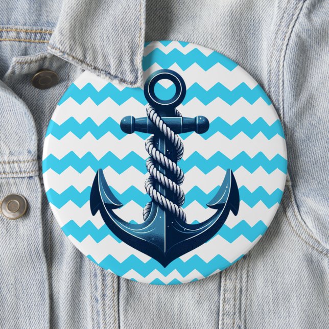 Blauer Anker mit blauen Wellen Button (Beispiel)