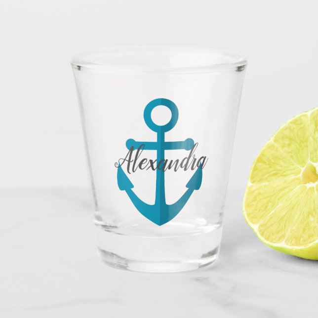 Blauer Anker Schnapsglas (Vorderseite)