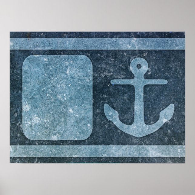 Blauer Anker Text/Foto hinzufügen Poster (Vorne)