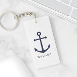 Blauer Anker und Individuelle Name der Nautischen  Schlüsselanhänger<br><div class="desc">Moderner Minimalistischer Nautical Acrylic Schlüsselanhänger mit marineblau Anker mit personalisiertem Namen in marineblau modernem Sans Serif Schriftart Stil auf weißem Hintergrund. Perfekt als Geschenk für Papa, Trauzeugen, Familiengeschenk und vieles mehr... ... ... ... ... ... ... ... ... ... ... ... ... ... ... ... ... ... ... ... ......</div>