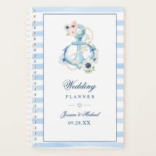 Blauer Anker Wasserfarbe Blaue Streifen Hochzeit Planer