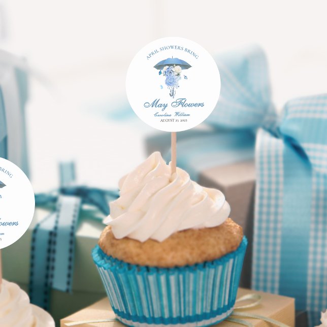 Blauer April Duschen bringen May Blume Babydusche Runder Aufkleber (Von Creator hochgeladen)