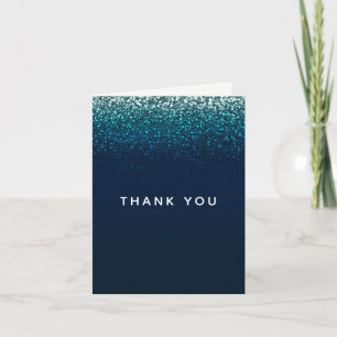 Blauer Aqua-Marine-Glitzer-Schein danken Ihnen Dankeskarte