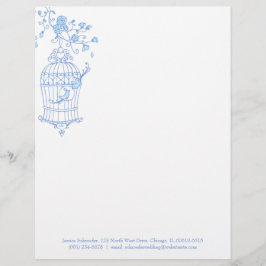 Blauer Aqua-Vogelkäfigbriefkopf Briefbogen