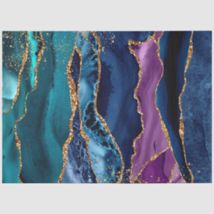 Blauer/Aquamarin/Lila Agate mit Glitzer-Venen Seidenpapier