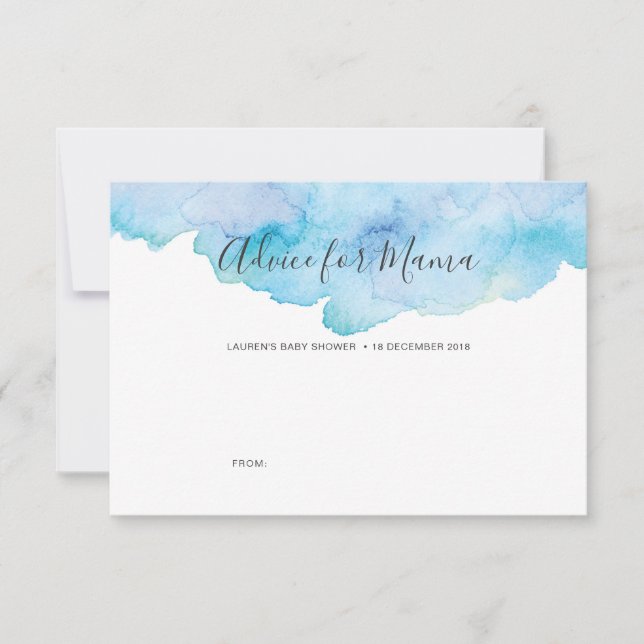 Blauer Aquarell Babyparty-Rat für Mutter Cards Einladung (Vorderseite)