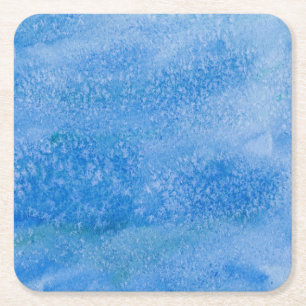 Blauer Aquarell-Hintergrund Rechteckiger Pappuntersetzer