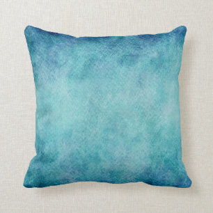 Blauer Aquarell-Türkis-Papier-Hintergrund Kissen