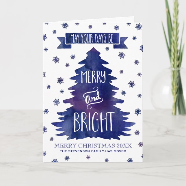 Blauer Aquarell-Weihnachtsbaum haben wir Karte (Vorderseite)