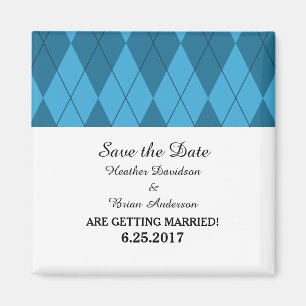 Blauer Argyle Save the Date Magnet