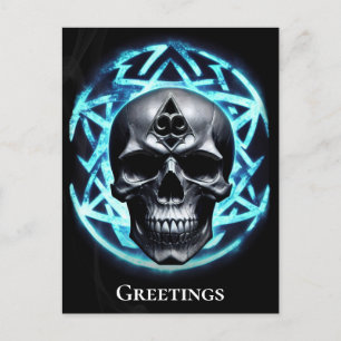 Blauer ätherischer Arkanskull der Dunkelheit Postkarte