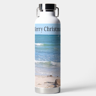 Blauer Atlantik Frohe Weihnachten Wavy Sea Trinkflasche