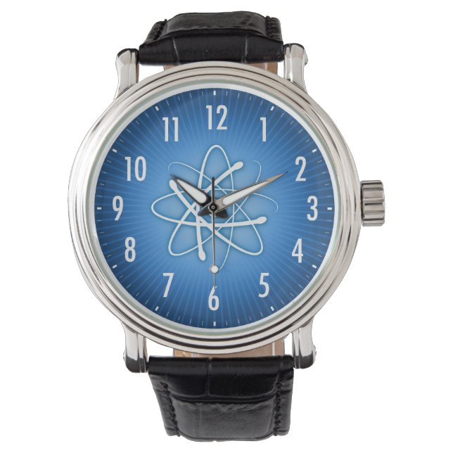 Blauer Atom | Geek Watch Armbanduhr (Vorderseite)