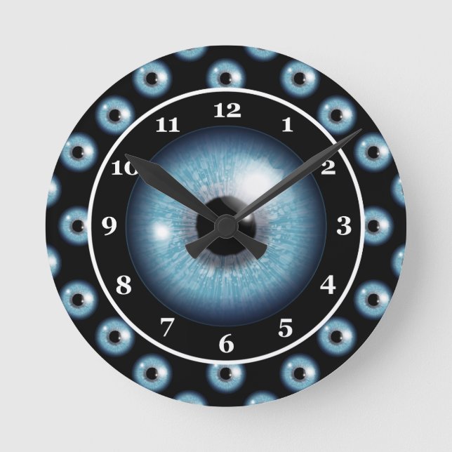 Blauer Augapfel Runde Wanduhr (Vorderseite)