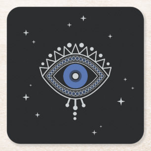 Blauer Augenschutz Talisman minimales magisches Sy Rechteckiger Pappuntersetzer