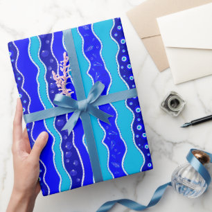 Blauer Austernbär Geschenkpapier