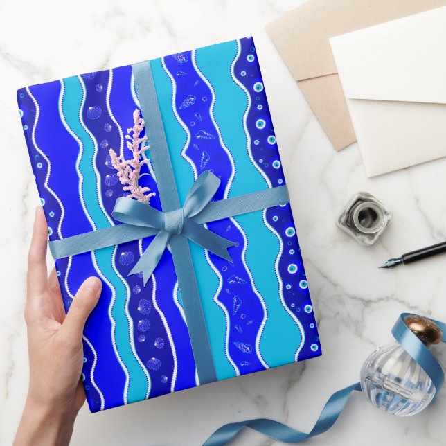 Blauer Austernbär Geschenkpapier (Schenken)