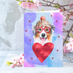 Blauer Australian Shepherd Valentinstag Geschenk H Karte