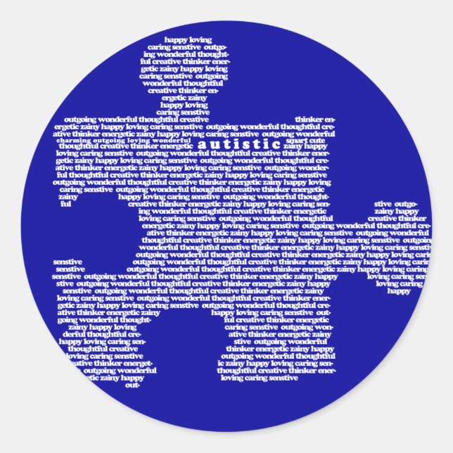 Blauer Autismus Puzzle Peice Runder Aufkleber (Vorderseite)