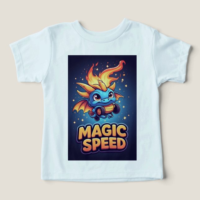 Blauer Baby-Drache Geschwindigkeits-Abenteuer Kind (Design Vorderseite)