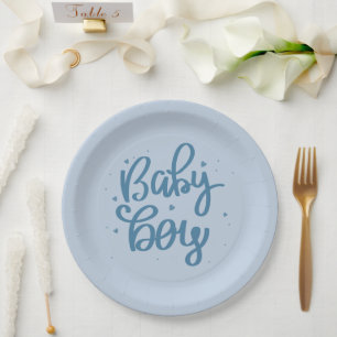 Blauer Baby-Junge-Baby-Shower Pappteller