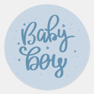 Blauer Baby-Junge-Baby-Shower Runder Aufkleber